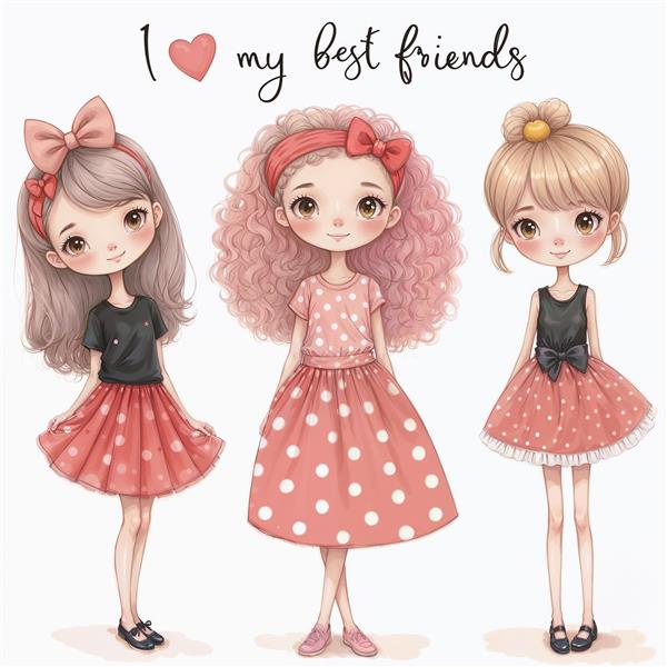 کاغذ دیواری سه بعدی طرح بهترین دوستان با رنگ‌بندی پاستلی برای اتاق خواب دخترانه و چاپ روی ست خواب و روتختی