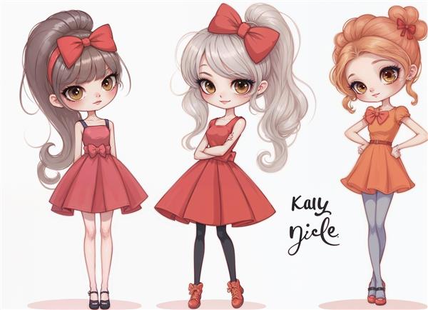 طرح فانتزی دخترانه با تم رنگی گرم برای پوستر دیواری سه بعدی اتاق خواب دخترانه و چاپ بر روی پرده و کوسن فانتزی