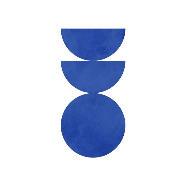 آرت ورک انتزاعی دایره و نیم‌دایره آبی رنگ مینیمال برای چاپ پوستر دیواری اتاق کار، لابی هتل و تابلوی دفتر مدیریت