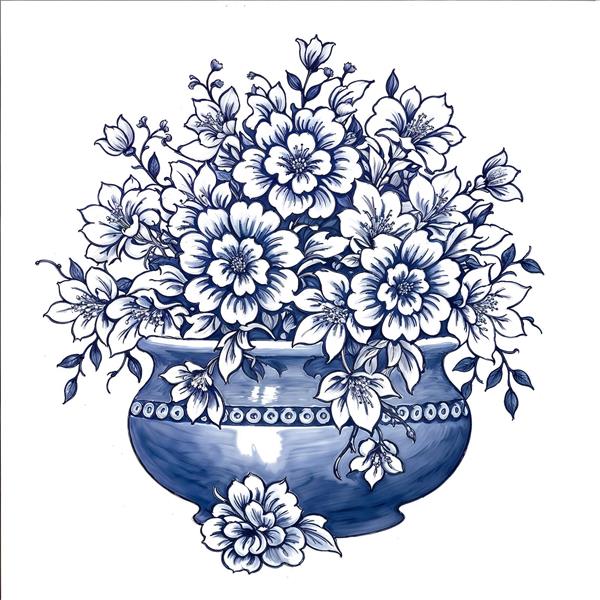 طرح آبی و سفید چینی (Blue & White) برای پوستر دیواری ناهارخوری، ست کردن با ظروف لوکس و چاپ روی کوسن