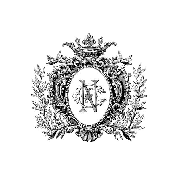 لوگو و نشان اشرافی کلاسیک با حرف N جهت چاپ روی پوشه، سربرگ و دیوارهای اداری لوکس