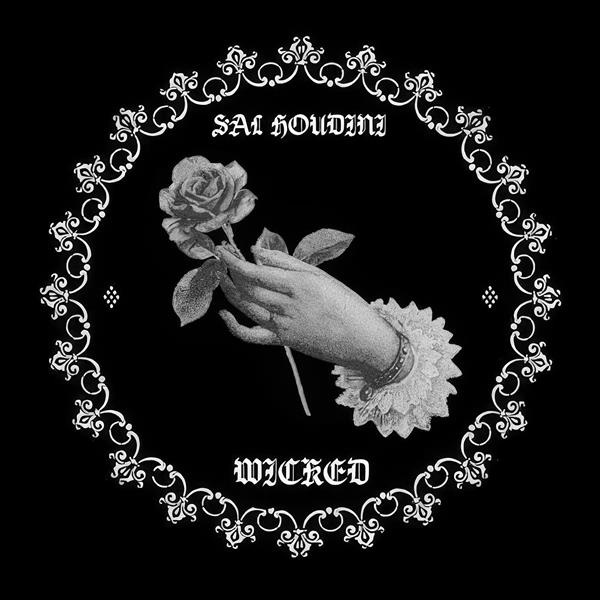 طرح گرافیکی دست و گل رز با تم تیره و دارک برای چاپ روی دفترچه یادداشت و تیشرت‌های خاص