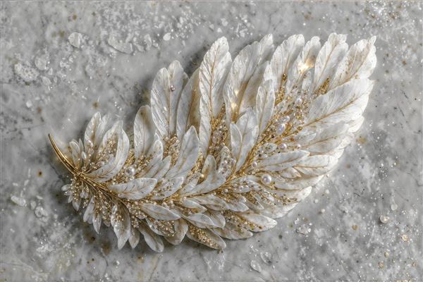 تصویر لوکس پر جواهرنشان سفید و طلایی مناسب پوستر دیواری سالن پذیرایی، راهروهای عریض و چاپ روی پنل های دکوراتیو دیواری