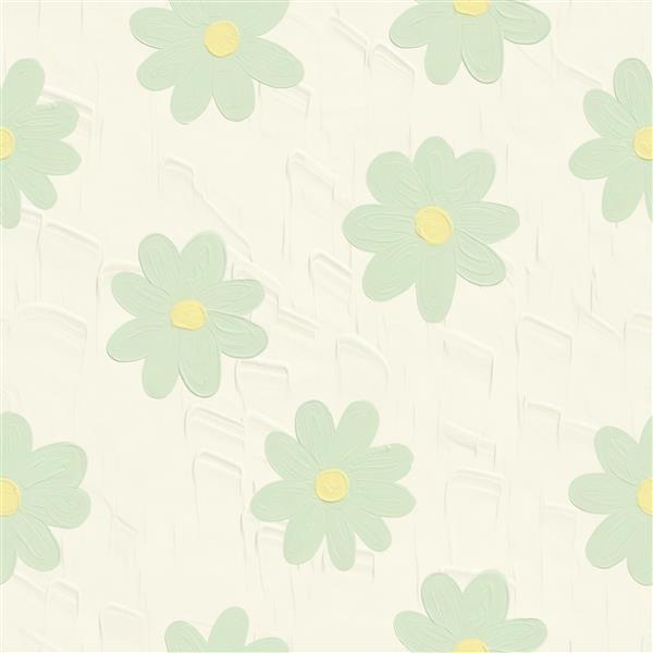 کاغذ دیواری با طرح مینیمال گل‌های بابونه سبز پاستلی مناسب اتاق کودک، نوزاد و فضاهای آرامش‌بخش