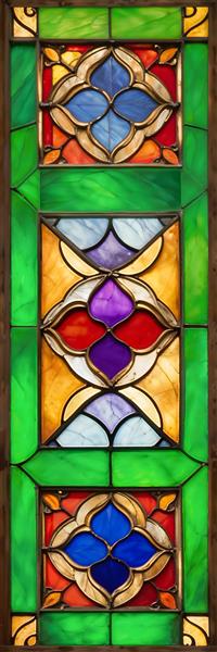 طرح شیشه رنگی استیند گلس (ویترای) کلاسیک با نقوش هندسی برای چاپ روی پارتیشن و شیشه تزیینی