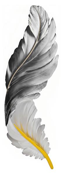 پوستر عمودی طرح تک پر سیاه و سفید با رگه طلایی لوکس برای راهرو، لابی و اتاق مدیریت