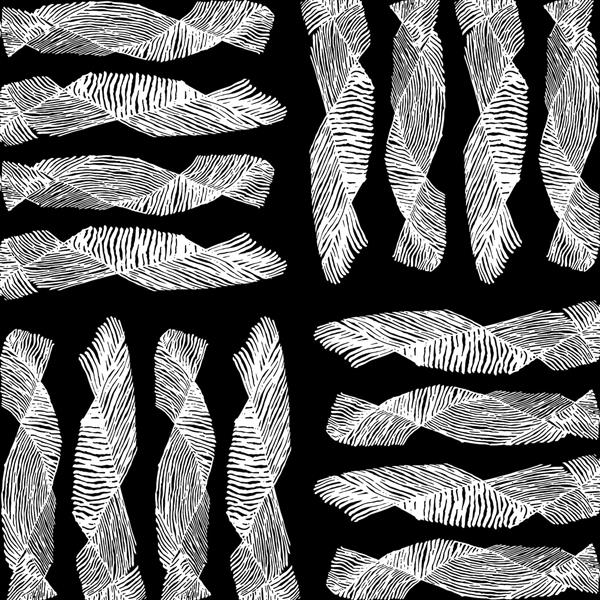 طرح انتزاعی مدرن پرهای سیاه و سفید دست‌نویس مناسب برای پوستر دیواری اتاق خواب و چاپ کوسن