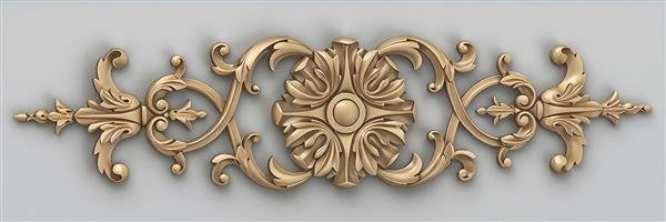 کتیبه دکوراتیو کلاسیک گچ‌بری طلایی برای طراحی حاشیه دیوار، پوستر دیواری عمودی و قاب آینه لوکس