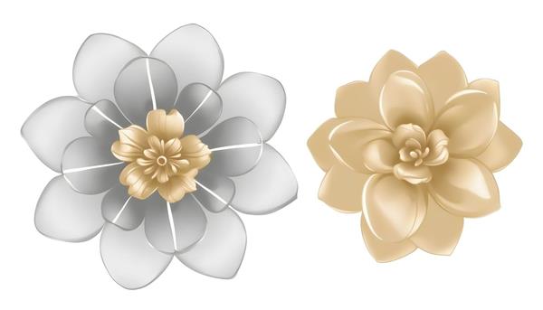 تصویر لایه باز گل‌های دکوراتیو لوکس طلایی و نقره ای ویژه چاپ پوستر دیواری سه بعدی و تابلو دیواری پذیرایی