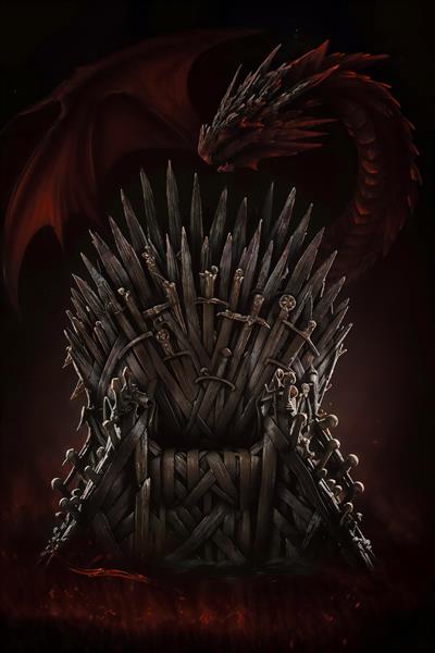 اژدهای قرمز و تخت آهنین پادشاهی ویژه طرفداران سریال‌های فانتزی برای پوستر دیواری اتاق نوجوان و گیمینگ