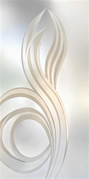 طرح انتزاعی امواج نقره‌ای و سفید مات برای شیشه سکوریت، پرده چاپی و پوستر دیواری مینیمال سالن‌های آرایشی و زیبایی