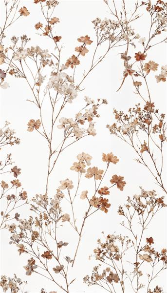 طرح شاخه گل‌های خشک صحرایی با تم بوهو برای چاپ روی روتختی بزرگسال و پوستر دیواری عمودی اتاق خواب