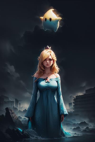 پوستر دیواری شخصیت کارتونی پرنسس روزالینا (Rosalina) در فضای دراماتیک و ستاره جادویی ویژه اتاق کودک و نوجوان