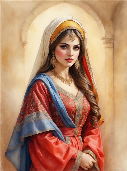 طرح دختر ایرانی با چادر توری و پوشش اصیل سنتی جهت چاپ دفترچه و کتب کودکان