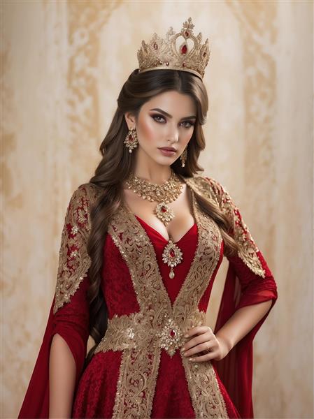 طرح پوستر دیواری سه بعدی زن جوان ایرانی با پوشش اشرافی و سنتی مناسب برای دکوراسیون داخلی رستوران‌های سنتی و کافه