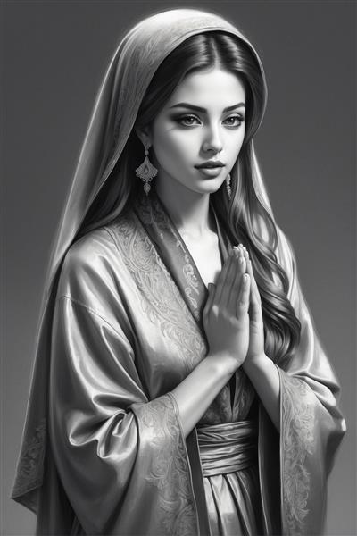 تصویر نقاشی چهره زن ایرانی با چشمان خیره کننده ویژه پوستر دیواری پذیرایی و پشت میز مدیریت