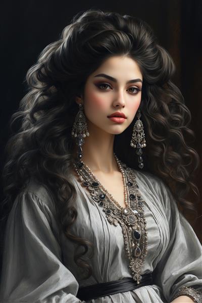 نقاشی چهره نیم‌رخ زن ایرانی سبک مدرن برای پوستر دیواری عمودی و دکوراسیون راهرو و ورودی منزل