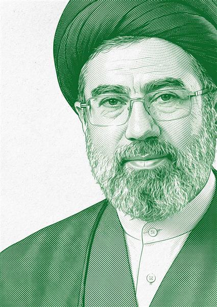طرح حکاکی سبز سید مجتبی خامنه‌ای مناسب چاپ روی شاسی و تابلوهای اداری و مذهبی