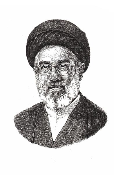 تصویر گرافیکی لبخند مجتبی خامنه‌ای با پس‌زمینه محو هنری مناسب پوستر