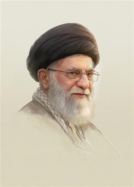 پرتره نقاشی دیجیتال از علی خامنه ای با کیفیت بالا مناسب برای قاب عکس دیواری و فضاهای اداری و رسمی