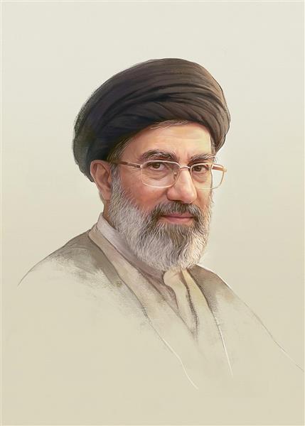 پرتره نقاشی دیجیتال از مجتبی خامنه‌ای مناسب برای چاپ پوستر دیواری و تابلوهای اداری