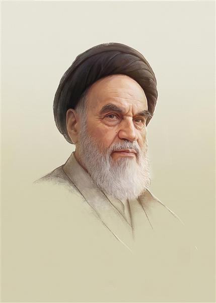 پرتره نقاشی دیجیتال از امام خمینی مناسب برای چاپ پوستر دیواری و بنرهای فرهنگی