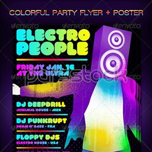 فلایر / بروشور مهمانی رنگارنگ + پوستر