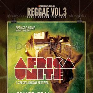 آفریقای متحد - پوستر / فلایر / بروشور سبک موسیقی رگی نسخه 3