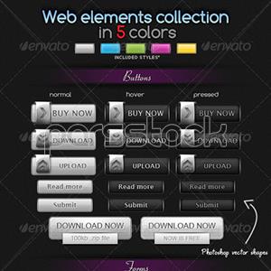 مجموعه عناصر وب سایت - در 5 رنگ
