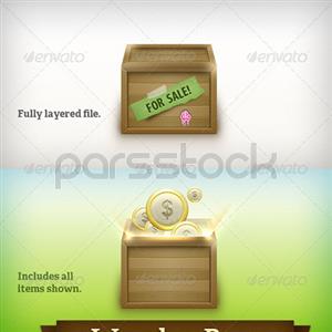 جعبه های چوبی/ صندقچه های چوبی با برچسب و سکه