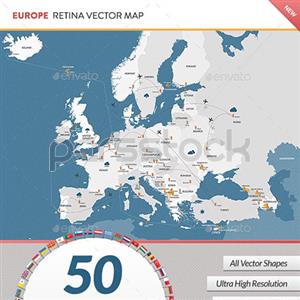 نقشه وکتور شبکیه ای اروپا