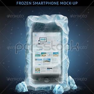 ماکاپ / موکاپ گوشی تلفن هوشمند منجمد / یخ زده