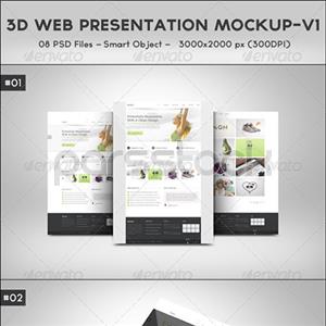 ماکاپ / موکاپ ارائه صفحات وب سه بعدی 3D