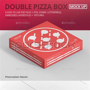 موکاپ جعبه پیتزا - نسخه جعبه دوبل سوپر مارکت
