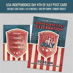 کارت پستال 4 جولای روز استقلال ایالات متحده آمریکا
