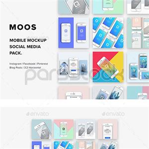 موکاپ موبایل - مجموعه رسانه های اجتماعی - Moos