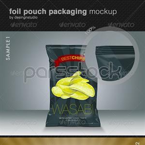 موکاپ بسته بندی در کیسه یا کیف فویلی /آلومینیومی