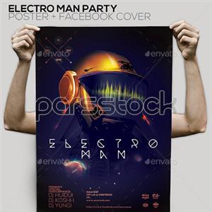 بروشور مهمانی مرد الکتریکی / پوستر / کاور فیس بوک