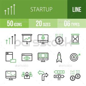 آیکون های خطوط سبز و سیاه استارتاپ