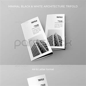 بروشور 3 لت کوچک سیاه و سفید معماری