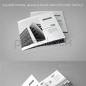 بروشور مربعی سیاه و سفید کوچک 3 لت معماری