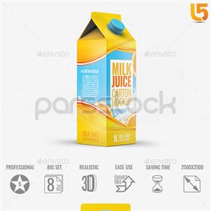 موکاپ کارتنی شیر یا آب نسخه 3
