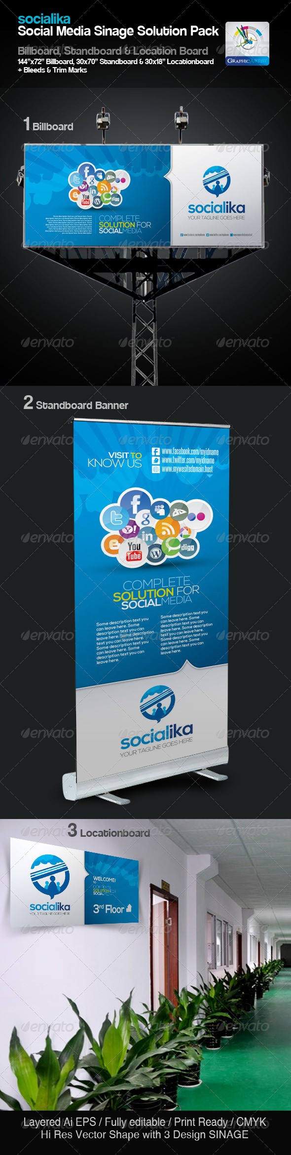 مجموعه علامت های شبکه های اجتماعی سوشیالیکا Socialika