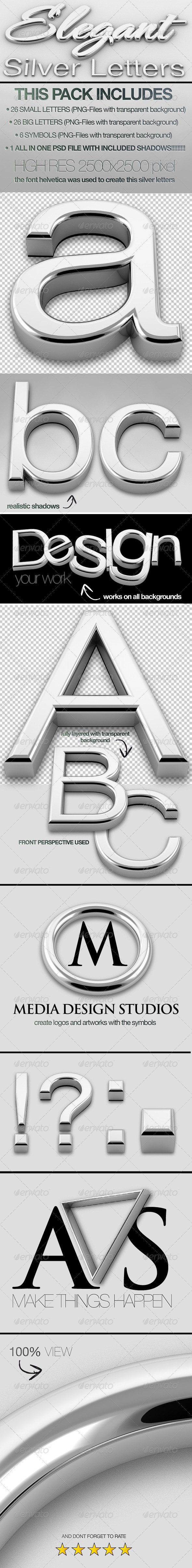 حروف سه بعدی 3D نقره ای 