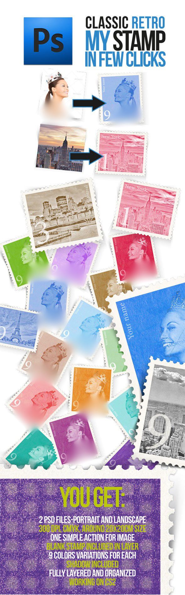 قالب یکپارچه تمبر پستی