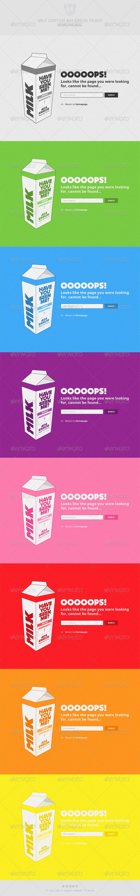 صفحات خطای 404 پاسخگوی کارتن شیر