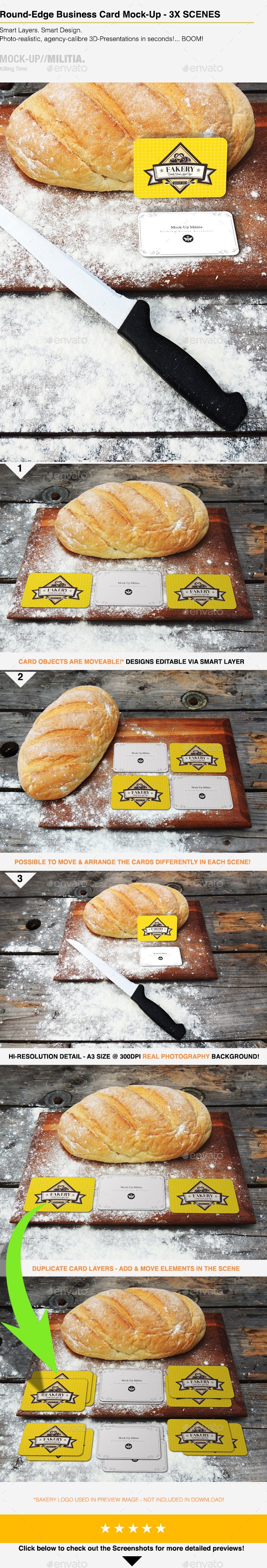 ماکاپ کارت ویزیت نانوایی و شیرینی فروشی با گوشه های گرد