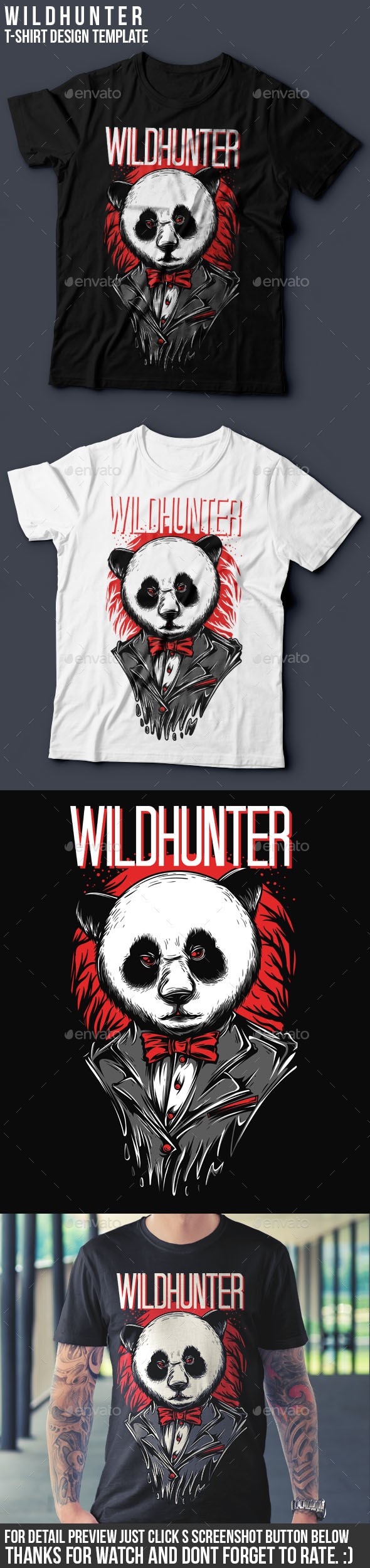 طراحی تی شرت شکارچی وحش