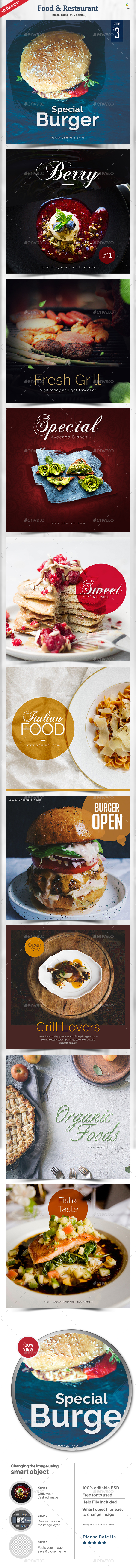 قالب های اینستاگرام غذا و رستوران - 10 طرح