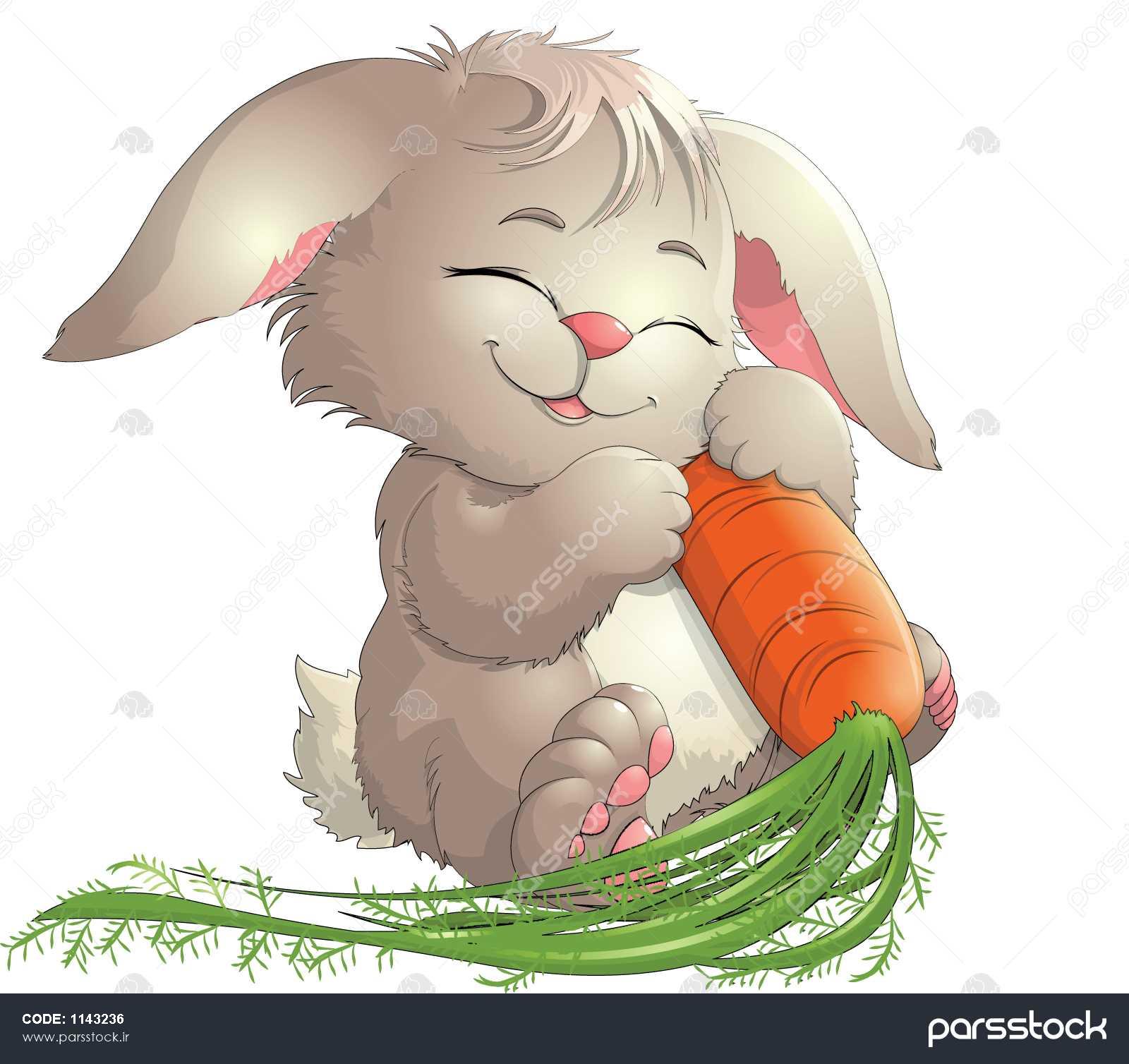 Зайчик обнимает морковку